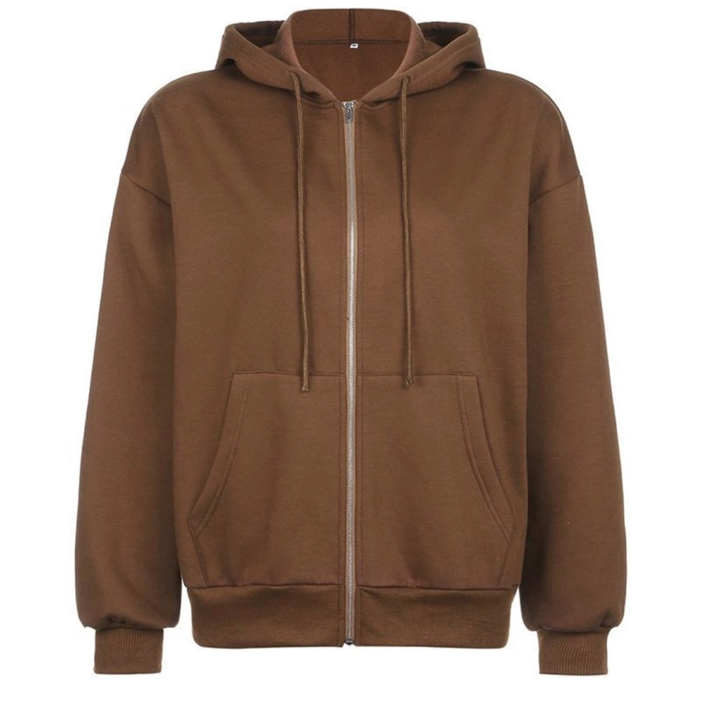 NWOT Loose fit brown zip up hoodie